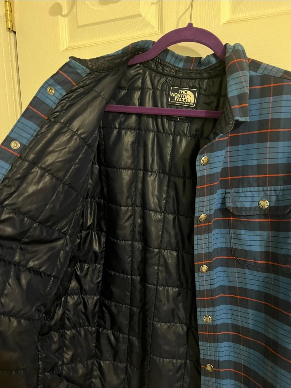 The North Face Blue Plaid insulated Lined Shirt Jacket